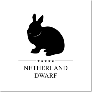 Netherland Dwarf Rabbit Black Silhouette Posters and Art